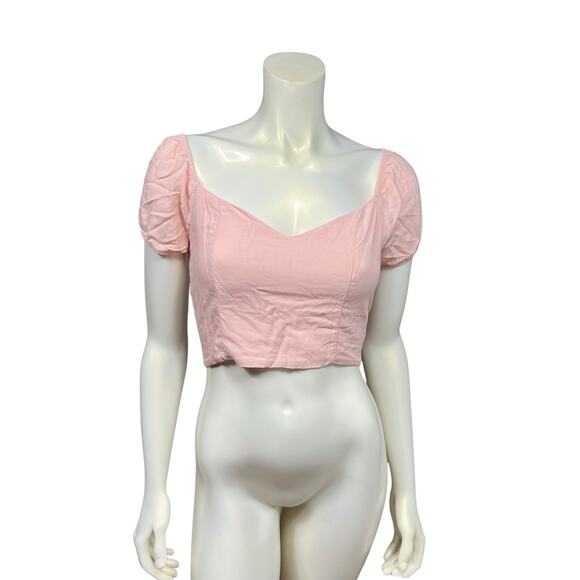 Pink Lottie Moss Crop Top – Tie-Back Sweetheart Neckline - Picture 11 of 11